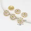 Accesorios de Cuentas Espaciadoras de Cristal DIY Color Cobre Chapado en Oro de 14K con Incrustaciones de Circonita Bases de Flor para Bisutería Hecha a Mano C21