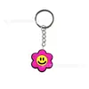 Serie Amor y Paz Dibujo Animado de Flores Llavero PVC Silicona Llavero Colgante de Bolso Regalo Llavero Lindo