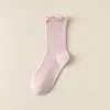 Meias de pelúcia brancas femininas primavera e outono meias finas de algodão femininas meias de renda japonesa fofas jk estilo preppy meias de verão