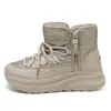 28337 Botas de neve quentes com sola grossa para mulheres, inverno, forradas com fleece, espessadas, novo estilo 2026, impermeáveis, antiderrapantes, sapatos grandes de algodão para o Nordeste da China