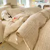 Juego de Cuatro Piezas de Ropa de Cama de Algodón Grueso Estilo Antiguo, Sábana Ajustable 100% Algodón Puro, Funda de Edredón Modelo Nuevo 2026 para Dormitorio, Juego de Tres Piezas de Sábana, Clase A