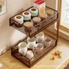 Material Metálico Dupla Camada Prateleira de Armazenamento de Mesa Multifuncional Camadas de Armazenamento Mesa de Jantar Aparador Banheiro Cozinha Organização