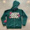 Sudadera con capucha y cremallera estampada con letras de comercio exterior estilo europeo y americano moda callejera holgada 2024