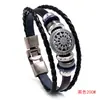 Pulsera de Cuero Tejida a Mano Nueva de Gran Venta Transfronteriza Anillo de Aleación Personalizado Creativo Decoración Pulsera Estilo Retro