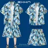 Traje de Viaje Camisa de Manga Corta para Hombre Camisa de Playa Costera Pantalones Cortos Casuales de Vacaciones Tallas Grandes Pantalones de Tres Cuartos Ropa de Pareja