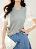 Camiseta de Verano Nueva de Cuello Redondo Holgada con Parche Bordado y Retazos de Manga Corta para Mujer, Top Único