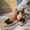 Sandalias de Cuña de Talla Grande para Mujer de Comercio Exterior Calidad Alta Zapatos Tailandeses Gorditos Nuevas Sandalias de Cuña con Suela Gruesa Retro para Mujer