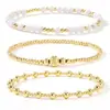 Conjunto de Pulseiras Europeias de Moda em Cobre Banhado a Ouro 14k com Pérolas para Mulheres Design Exquisito Versátil Senso de Moda Joias de Mão