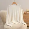 Suéter de punto polar sin costuras para mujer con cuello redondo para otoño e invierno, suéter raglán suave y mullido de manga larga, jersey holgado y relajado