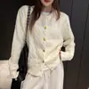 Suéter de Punto Trenzado de Fila Única con Botones, Cárdigan de Cuello Redondo, Top Básico de Color Sólido a la Moda Coreana, Estilo Nuevo 2026