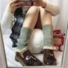 Cobre-botas femininos de Outono e Inverno, Meias Curtas, Protetores de Tornozelo de Tricô de Lã, Coberturas de Pé de Tubo Curto com Renda Estilo Coreano Feminino, Tendência Moinho de Vento