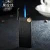 Novo Isqueiro Ultra-Fino Flip-Top Escovado com Chama de Jato Direto, Chama Azul, Recarregável, À Prova de Vento, Personalizado para Venda por Atacado