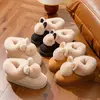 Zapatos de algodón de conejo de peluche para mujer, para usar en invierno, lindos de peluche, para la oficina, de suela gruesa, cálidos, pantuflas de algodón para el hogar con tacón