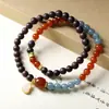 Pulseira de Jade Azul Imitação Jiangzhen Fragrância Água Jade Vermelho Sul Ágata Novo Estilo Chinês Wen Brincar Cordão de Madeira Pingente Cabacinha Atacado Mulheres