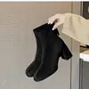 Botines de Tacón Alto para Mujer Otoño Invierno 2026 Botas Nuevas para Mujer Tacón Grueso Botas Adelgazantes Botas Martin de Gamuza Francesa para Mujer