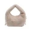 Bolsa de Pelúcia para Mulheres, Bolsa de Mão Versátil para Outono e Inverno, Bolsa Transversal com Corrente Casual, Bolsa de Ombro de Grande Capacidade, em Estoque