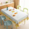 Toalha de Mesa Desenho Animado, Sem Lavagem, Impermeável, À Prova de Óleo, Resistente ao Calor, Estilo Dopamina Creme, Toalha de Mesa Retangular, Protetor de Mesa, Chá