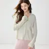 Cardigan de Cachemira Nuevo 2026 con Botones de Perla y Encaje para Mujer, Suéter de Cuello en V, Ropa de Abrigo para Otoño e Invierno, Chaqueta de Punto de Lana