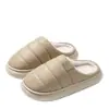 Pantuflas de Algodón con Cuadros Antideslizantes de Cuero PU para Hombre, Impermeables de Invierno con Forro Grueso Cálido para Interiores, Pantuflas de Piel Antideslizantes para Mujer