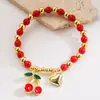 2025 Nuevo Estilo Ins Europeo y Americano Transfronterizo Pulsera de Cobre con Perlas de Corazón de Cereza Oro de 18 Quilates Elegante Versátil Accesorios para la Mano