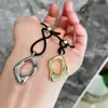 Colgante Metálico Geométrico Hueco Irregular Único Cadena para Suéter Cordón de Cuero Negro Collar Largo Cadena para Clavícula Ajustable Accesorio