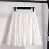 2026 Nueva Falda Corta Casual de Verano Blanca Ajustada Línea A para Mujeres Petites Falda de Línea A de Cintura Alta con Volantes Media Falda
