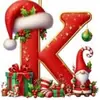 Novos Enfeites de Natal Pendentes Decorações Planas para Árvore de Natal Chapéu Vermelho Letra Inicial com Decoração de Letra Personalização Personalizada