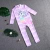 Traje de baño para niños de verano 2025, nuevo, de manga larga y pantalones, protección solar, traje de baño para niñas, caricatura para niñas
