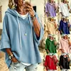 Sudadera con capucha casual de manga tres cuartos de color liso para mujer, nueva colección otoño/invierno 2026 europea y americana, artículo de venta caliente