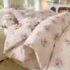 Juego de Cuatro Piezas de Ropa de Cama de Algodón Grueso Estilo Antiguo, Sábana Ajustable 100% Algodón Puro, Funda de Edredón Modelo Nuevo 2026 para Dormitorio, Juego de Tres Piezas de Sábana, Clase A