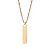 Tohm Simple Cadena Larga para Suéter con Colgante Largo de Acero Inoxidable Unisex Acero de Titanio Chapado en Oro de 18 Quilates Geométrico Collar Personalizable