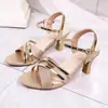 Sandalias de Tacón Alto Cómodas de Boca de Pez con Hebilla de Moda de Talla Grande de Comercio Exterior para Mujer, Verano 2025, Listas para la Venta
