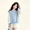 Tutu Elefantito Ropa Infantil Suéter para Niñas 2026 Nuevo Modelo Punto de Dos Piezas Falsas Estilo Coreano Top Estilo Primavera y Otoño