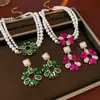 Set de Collar y Pendientes Flor de Diamante Vintage de Segunda Mano Lujo Accesible Cadena Alta para Clavícula Collar Estilo Palacio para Mujer