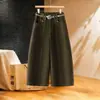 Ochenta por ciento pantalones casuales de pana de moda, de cintura alta retro para mujer, nueva colección otoño/invierno 2025, estilo relajado, pantalones de pierna ancha versátiles