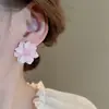 Aretes de Perlas Florales de Primavera y Verano de Aguja de Plata, Dulces Elegantes, Diseño Simple y Exquisito, Aretes Pequeños Frescos y Versátiles para el Trabajo