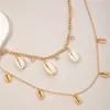 Joyería Transfronteriza Estilo Bohemio Colgante de Concha Collar Multicapa Estilo Resort de Playa Cadena de Cuello con Borla Cadena para Clavícula
