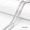 Corrente de zircônia flash integrada por atacado, cristal branco/cor mista, material de corrente de cristal quadrado, colar de joias faça você mesmo