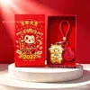 Chaveiro Pingente Dourado do Ano da Ovelha com Decoração em Folha de Ouro Conjunto em Caixa de Presente Personalizado para Negócios Presente Personalizado Atacado