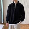 Suéter azul marino British Yuppie para hombre, marca de moda Yuppie Shuai Fried Street, polo de media cremallera, chaqueta de estilo maduro ligero