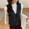 H127 Colete de Lã Quente para Mulheres, Peça de Roupa Externa Fashion Solta com Decote V, Colete Interno para Outono e Inverno, Roupa Feminina