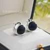 Antialérgicos Nuevo Estilo Chino Calcedonia Blanca Biocerámica Aguja Pendientes de Ágata Doble Cara Aguja de Cerámica Pendientes de Estilo Antiguo Lujo Accesible Elegante