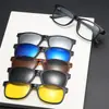 Set de gafas de sol marco retro intercambiable para hombre y mujer traje magnético de cinco piezas clip para gafas de sol en stock 2213