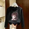 Camiseta de Manga Larga de Algodón Puro Estilo Coreano para Niñas, Primavera y Otoño, Camiseta Básica Casual con Estampado de Dibujos Animados para Bebé, Cuello Redondo