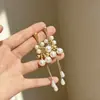 Brincos de Pérola com Laço Design Retrô Francês de Alta Qualidade para Mulheres, Estilo Nicho de Verão, Brincos Exagerados Elegantes para Influenciadoras Sociais