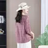 Camisa Elegante y Juvenil de Seda y Lino con Cuello Redondo y Mangas Cortas, Cárdigan Holgado y Elegante para Madres de 40-50 Años
