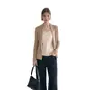 Cárdigan de punto caqui para mujer, estilo de alta gama para principios de otoño, holgado y casual, abrigo tipo chal suéter estilo old money