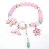 Estilo coreano calcedônia joias pulseira feminina pipoca pedra cristal pérola anel sereia cauda pingente pulseira namoradas joias moda
