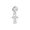 Pulseira de aço inoxidável com pingentes de letra de luxo 26 letras com zircônia transparente requintada A-Z Acessórios para joias DIY