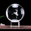 Bailarina de Ballet Cristal Tallado Interior Adorno 3D Estéreo Creativo Decoración de Escritorio Regalo Bola de Cristal Luz Nocturna Luminosa Personalizado